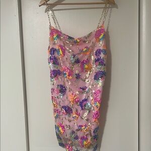 Sequin Floral Dress